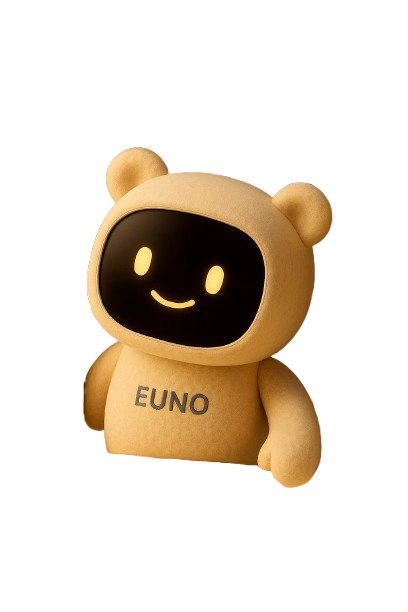 Le robot EUNO sourit avec bienveillance, prêt à rejoindre son futur foyer.